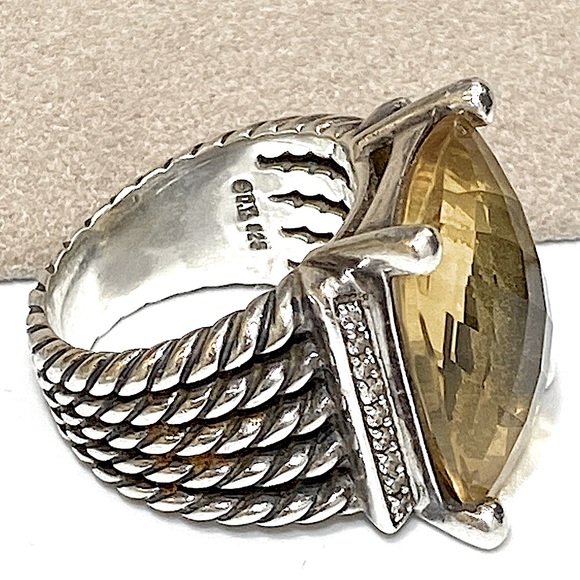 20x16mm David Yurman Large Wheaton Ring with Citrine and Pave Diamonds - Picture 13 of 16